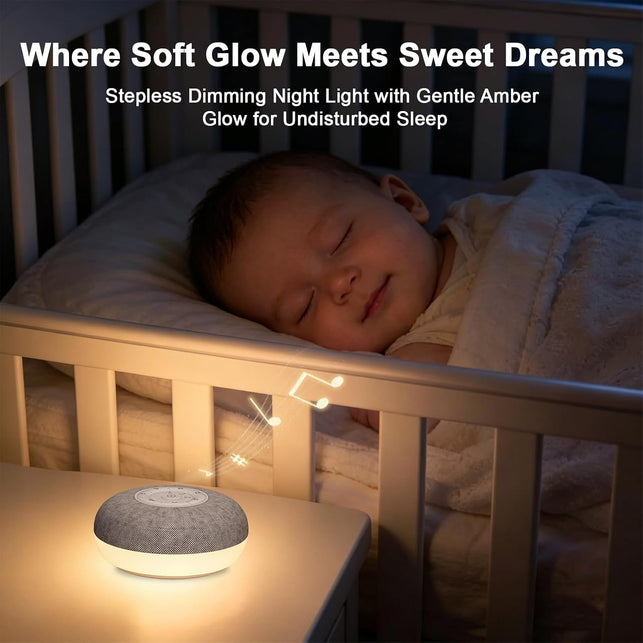 White Noise Machine with Bluetooth, White Sound Machine, Portable Sound Machine with 39 Soothing Sounds, Warm Night Light, Speaker, 3 Timer Settings for Deep Sleeping and Relaxing