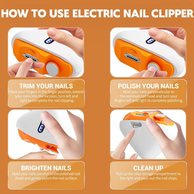 2-In-1 Safety Automatic Electric Nail Clippers for Seniors, 3-Speed