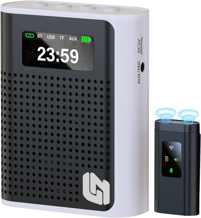 2025 New Upgraded Voice Amplifier Wireless Microphone with Magnetic Lavalier, LED Display Screen, Rechargeable Portable Microphone Speaker for Teachers, Classroom, Yoga, Meetings, Speeches, Tours