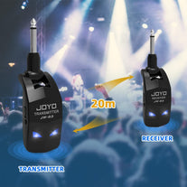 JOYO 2.4Ghz Wireless Guitar System 4 Channels Rechargeable Audio Wireless Transmitter Receiver for Guitar Bass Electric Instruments (JW-03)