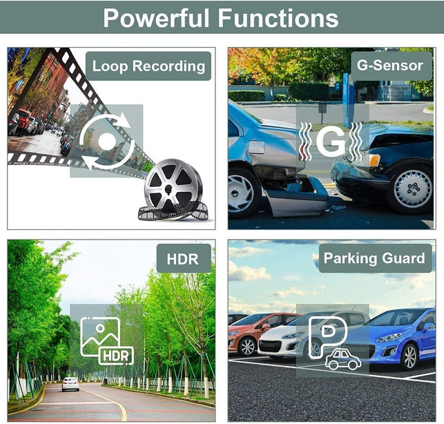 Dash Cam Front and Rear, Dash Camera for Cars 1080P Full HD Dual Dash Cam 3" IPS Screen in Car Camera Front and Rear Night Vision,170°Wide Angle Motion Detection Parking Monitor G-Sensor(With SD Card)