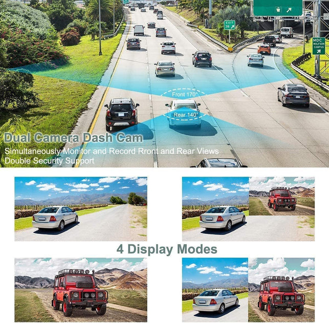 Dash Cam Front and Rear, Dash Camera for Cars 1080P Full HD Dual Dash Cam 3" IPS Screen in Car Camera Front and Rear Night Vision,170°Wide Angle Motion Detection Parking Monitor G-Sensor(With SD Card)