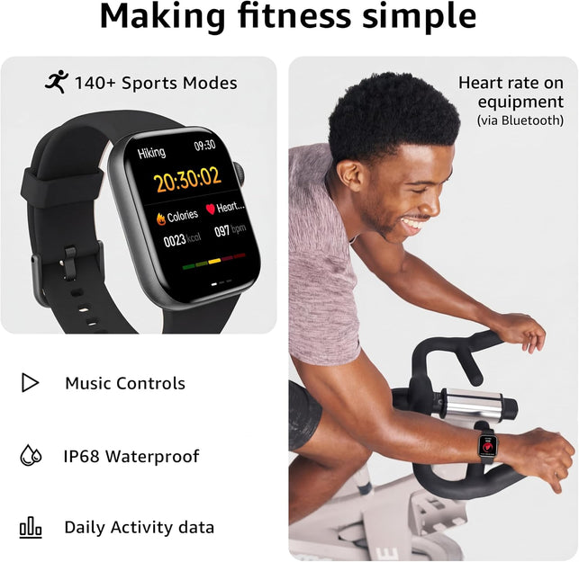 Smart Watch for Men Women Answer/Make Call, 1.85" Smartwatch, Fitness Watch with Heart Rate Blood Pressure Sleep Monitor, 140+Sports, IP68 Waterproof Step Counter Watch Compatible with Android Ios