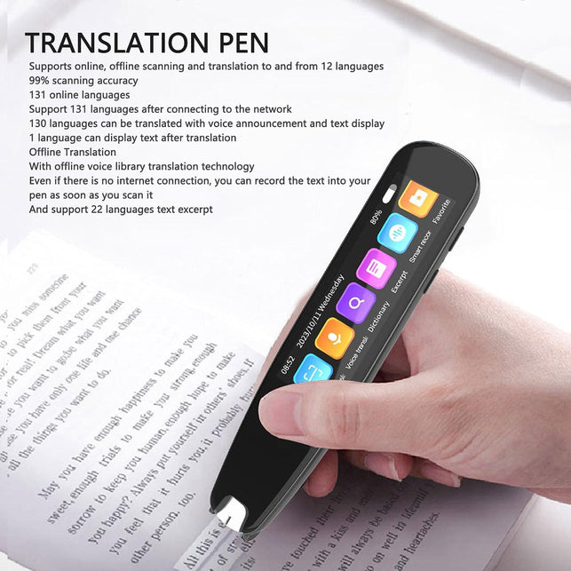 Translation Scanning Pen, Reading Pen Dictionary Pen Scanning Smart Scanner Translator Device for Learners Read Business Travel, 131 Online Languages