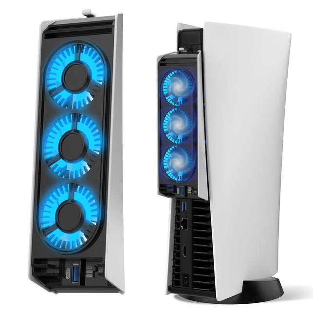 JUSPRO Cooling Fan for PS5 Accessories, Upgraded Quiet Cooler Fan with LED Light for Playstation 5 Console/Playstation 5 Digital Edition & Ultra HD Game Console