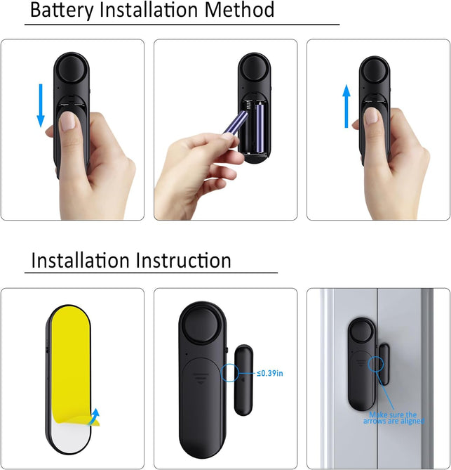 Window and Door Alarm When Opened (5 Pack) for Kids Safety/Home Security, Sliding Glass Front Door Opening Sensor Alarms for Dementia, 120Db Burglar Alert, Ideal for Business, Garage, Apartment, Black