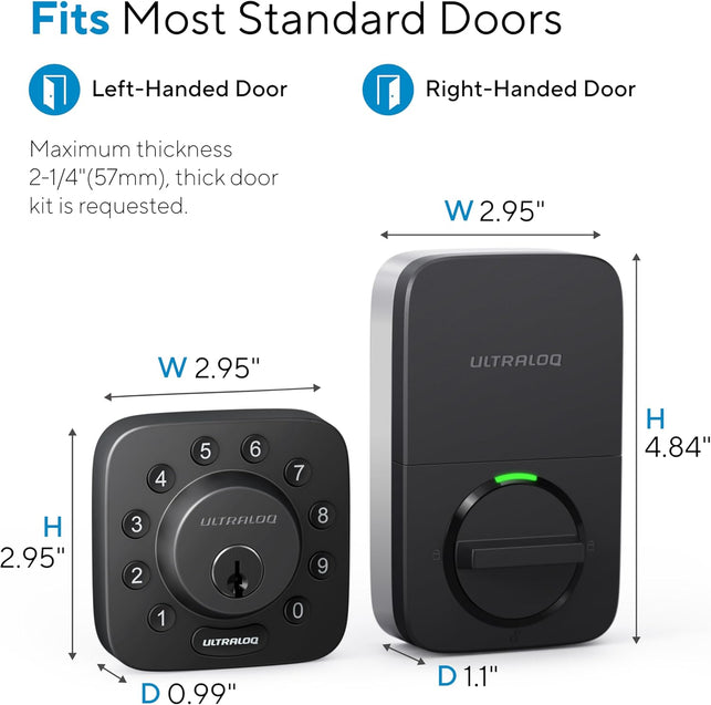 ULTRALOQ U-Bolt Smart Lock, 5-In-1 Keyless Entry Door Lock with App Control, Keypad Deadbolt, Auto Unlock, Auto Lock, Smart Door Lock, Smart Locks for Front Door, Smart Deadbolt, Black
