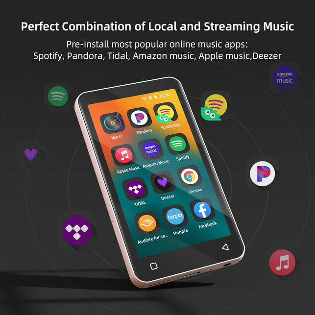 MP3 Player with Bluetooth and Wifi,Mp3 Player with Spotify,Spotify Kids,Audible,Pandora,Amazon Music,4" Music Player MP4 up to 1Tb(80Gb,Pink_White)