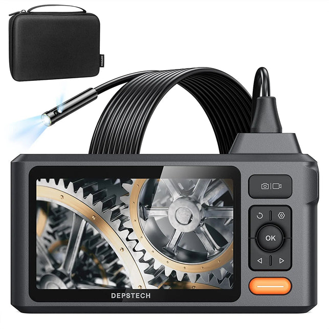 DEPSTECH 5"IPS Screen Borescope,1080P Dual Lens Endoscope with Split Screen,7.9Mm Inspection Camera with EVA Case,16.5Ft Detachable Cable,7 Lights, Handy Tool for Personal,Household and Industrial Use