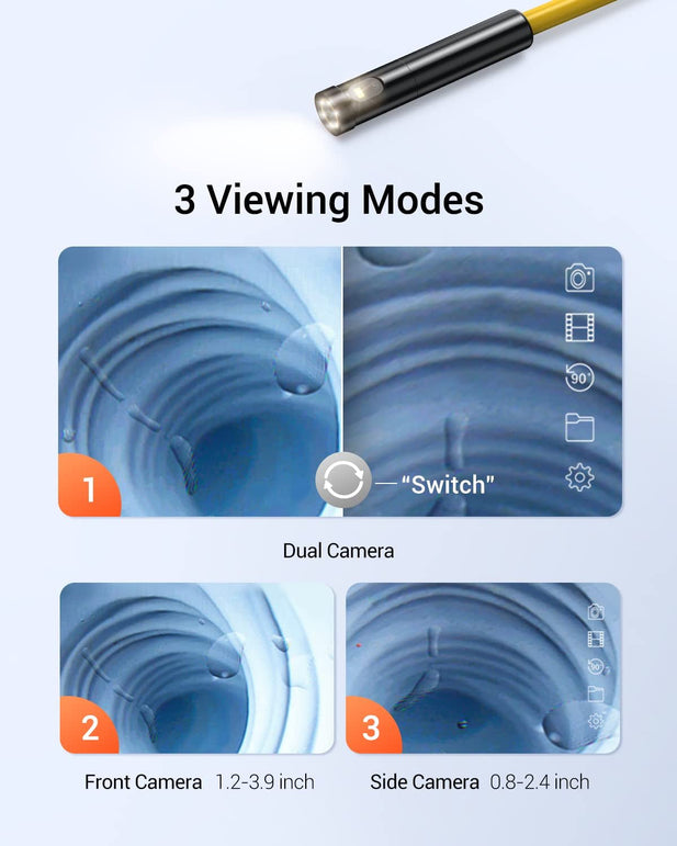 DEPSTECH Dual Lens Wireless Endoscope, 1080P Scope Camera with 7 LED Lights, 0.31In Lens Video HD Inspection Camera, Zoom Waterproof Borescope Semi-Rigid Cable for Android & Ios Phone or Tablet-16.5Ft