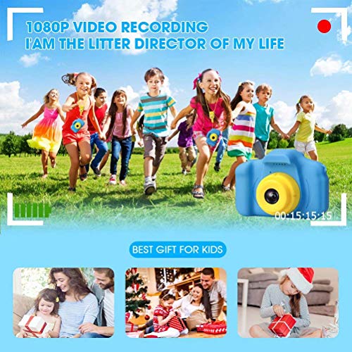 Desuccus Kids Camera Toddler Toys Christmas Birthday Gifts for Boys and Girls Kids Toys 3-9 Year Old HD Video Digital Video Camera for Toddler 5 Puzzle Games with 32GB SD Card (Blue)