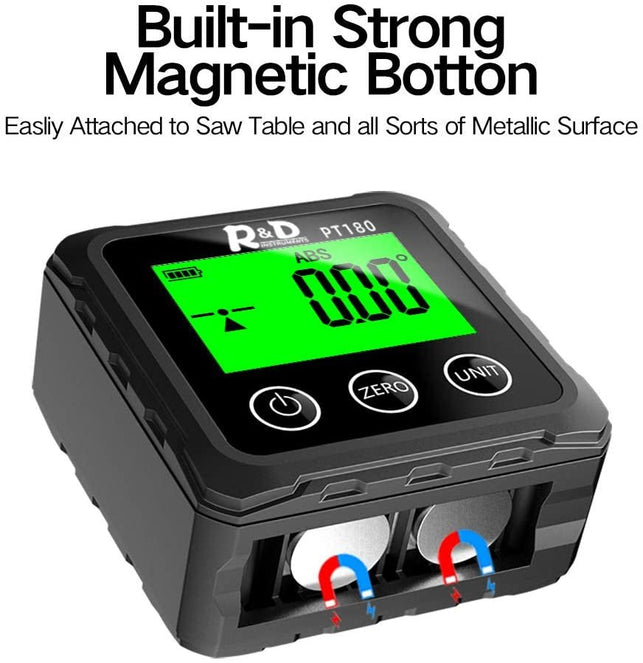 Digital Angle Finder Magnetic PT180 Table Saw Angle Finder Tool - Digital Inclinometer -4 of 90 Degree Finder Angle Cube Digital Protractor Bevel Gauge for Woodworking Micro Jig