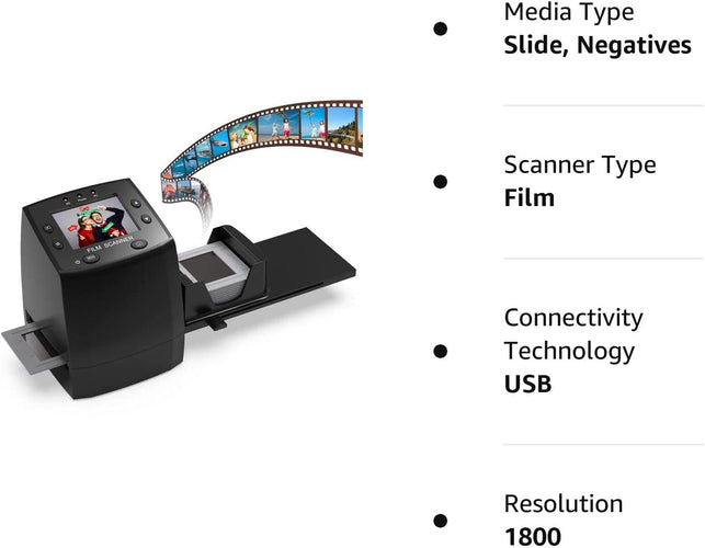 DIGITNOW! 135 Film Negative Scanner High Resolution Slide Viewer,Convert 35Mm Film &Slide to Digital JPEG save into SD Card, with Slide Mounts Feeder No Computer/Software Required