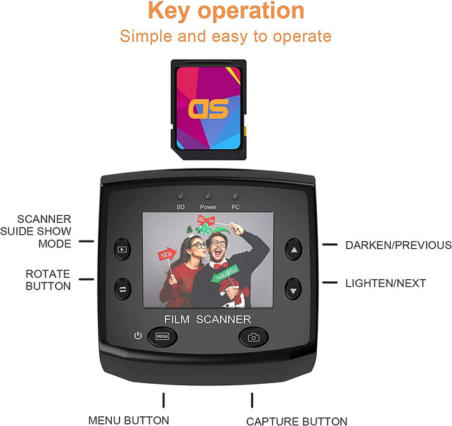 DIGITNOW! 135 Film Negative Scanner High Resolution Slide Viewer,Convert 35Mm Film &Slide to Digital JPEG save into SD Card, with Slide Mounts Feeder No Computer/Software Required