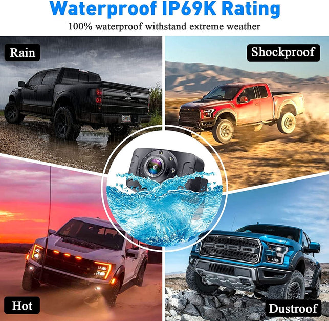 Dohonest Wireless Backup Camera HD 1080P 5“ Split Screen Monitor System for Truck Car Camper Small RV Bluetooth Rear View Cam 2.4G Stable Digital Signal Two Channels Night Vision Waterproof V25