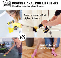 Dr. Brush Holikme 4 Pack Drill Brush Power Scrubber Cleaning Brush Extended Long Attachment Set All Purpose Drill Scrub Brushes Kit for Grout, Floor,