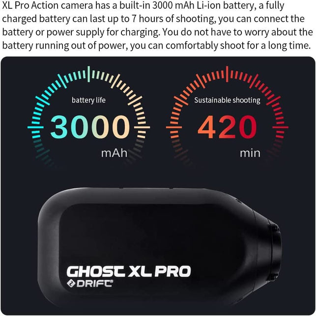 Drift Ghost XL Pro 4K Wifi Action Camera, Waterproof Camera with EIS, 7Hr Long Battery Life Camera Support External Mic with 32G SD Card and Accessories Kit…
