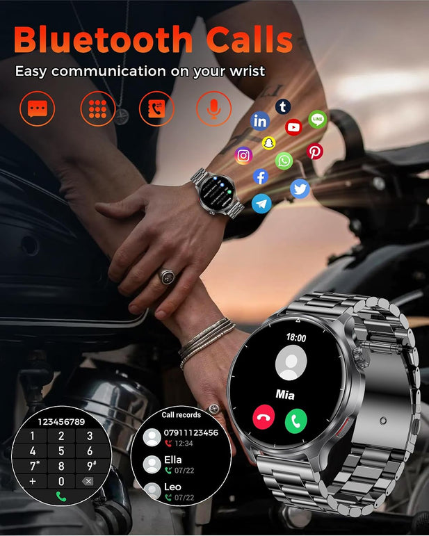 Smart Watches for Men with Bluetooth Calls, 1000Mah Long Battery Life Mens Smart Watch, 1.52" HD Fitness Watch for Men with 100+ Sports Modes, HR Sleep Tracker, IP68 Smartwatch for Android Iphone