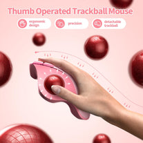 Wireless Trackball Mouse, Bluetooth Ergonomic Mouse - Rollerball Mouse Rechargeable Multi Devices Usb/Bluetooth Connection Thumb Control Mouse Compatible for Mac/Android/Windows Computers, Pink