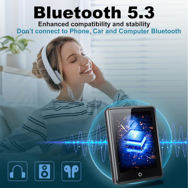 64GB MP3 Player with Bluetooth 5.3, 2.8" Touchscreen & Speaker