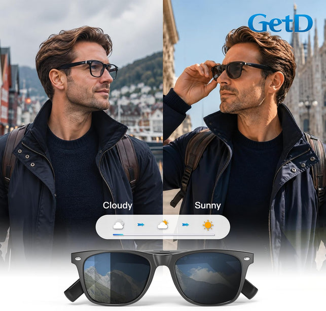 Getd AI Glasses, Smart Glasses Powered by Chatgpt, Real-Time AI Translation | Photochromic Lens, AI Translation in 145 Languages, Hands‑Free Calls, Immersive Audio, Holds AI Conversations