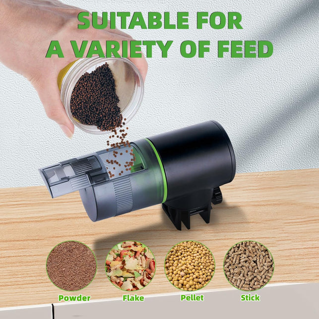 FREESEA Fish Feeder Automatic Dispenser: Aquarium Flakes Food Feeder with Timer Battery