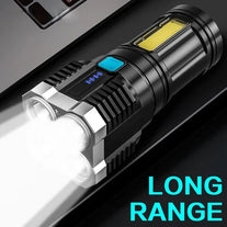 5 LED Strong Light Waterproof Flashlight USB Rechargeable Small Xenon Lamp Portable Ultra Bright Long-Range Outdoor Household Led Multi-Function Flashlight with Power Display Built-In Battery USB Rechargeable Hiking Camping Flashlight