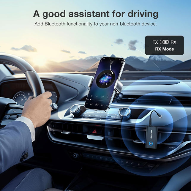 Bluetooth 5.2 Adapter Transmitter, Bluetooth Receiver 2-In-1 Mini Wireless Transmitter/Receiver with 3.5Mm Audio Cable, Dual Link Aptx Adaptive Bluetooth Adapter for Airplane/Pc/Tv/Car/Gym