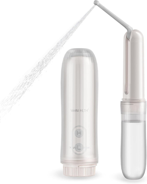 Portable Electric Bidet Sprayer - Handheld Travel Bidet with 2 Pressure Modes - Waterproof Foldable Pocket-Sized & Cordless for Bathroom Ultimate Personal Hygiene Cleaning at Home and Camping, White