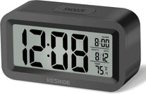 Travel Digital Alarm Clock,Battery Operated with Backlight, Indoor Temperature, Desk Small Clock,Snooze Model,12/24H Display for Bedrooms Heavy Sleepers Kids Travel Bathroom (Black)