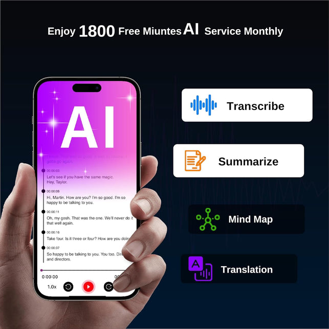Focase Note AI Voice Recorder, Transcribe, Summarize & Translation with AI, APP Control, 64GB Storage, Support 112 Languages, Ultra-Slim Magnetic Dictaphone Note Taker for Calls, Lectures and Meetings