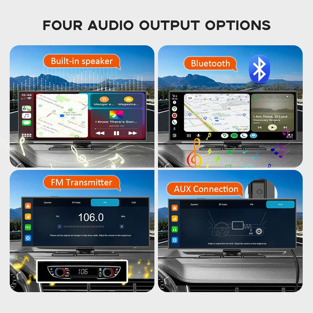 Largest 11.5" Portable Apple Carplay Screen for Car, 4K Wireless Car Play & Android Auto, Upgrade Touchscreen with Dash Cam,App Control/Loop Recording/Backup Camera/Mirror Link/Gps/Fm for All Vehicles