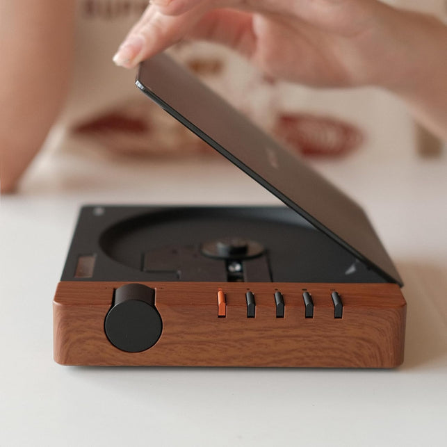 R300 CD Player Portable Bluetooth Desktop Retro CD Players for Home,Without Speakers, Rechargeble Battery Small Compact Vintage CD Player,Spdif Out,Brown