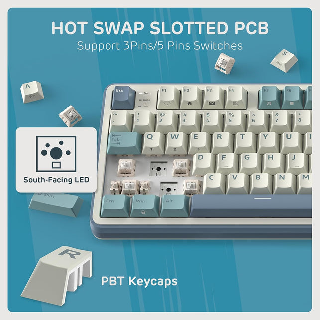 RK ROYAL KLUDGE S98 Mechanical Keyboard W/Smart Display & Knob, Top Mount 96% Wireless Mechanical Keyboard BT/2.4G/USB-C, Hot Swappable, Software Support, Massive Battery, 98 Keys