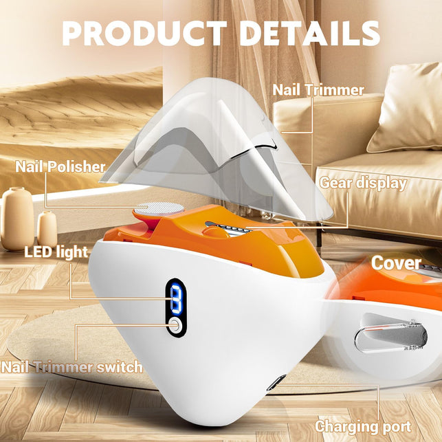 2-In-1 Safety Automatic Electric Nail Clippers for Seniors, 3-Speed