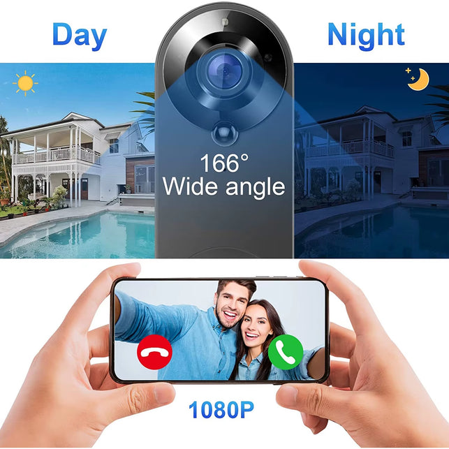 HunterTBK 1080P Wireless Video Doorbell Camera Wifi Smart Door Bell Tuya Smart Home Security Motion Detect Night Vision Intercom Doorbell