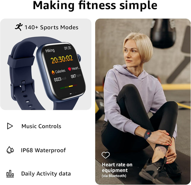 Smart Watch for Men Women Answer/Make Call, 1.85" Smartwatch, Fitness Watch with Heart Rate Blood Pressure Sleep Monitor, 140+Sports, IP68 Waterproof Step Counter Watch Compatible with Android Ios