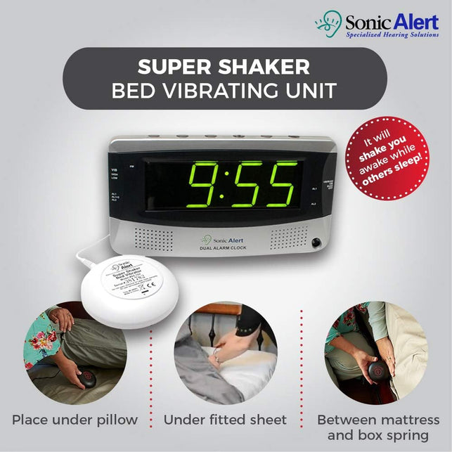 Sonic Alert 0 Sonic Bomb Extra Dual Alarm Clock with Large Display-Sbd375Ss, Silver