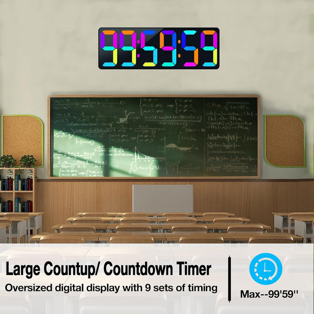 RGB Digital Wall Clock Timer with Remote Control, Count up and Down