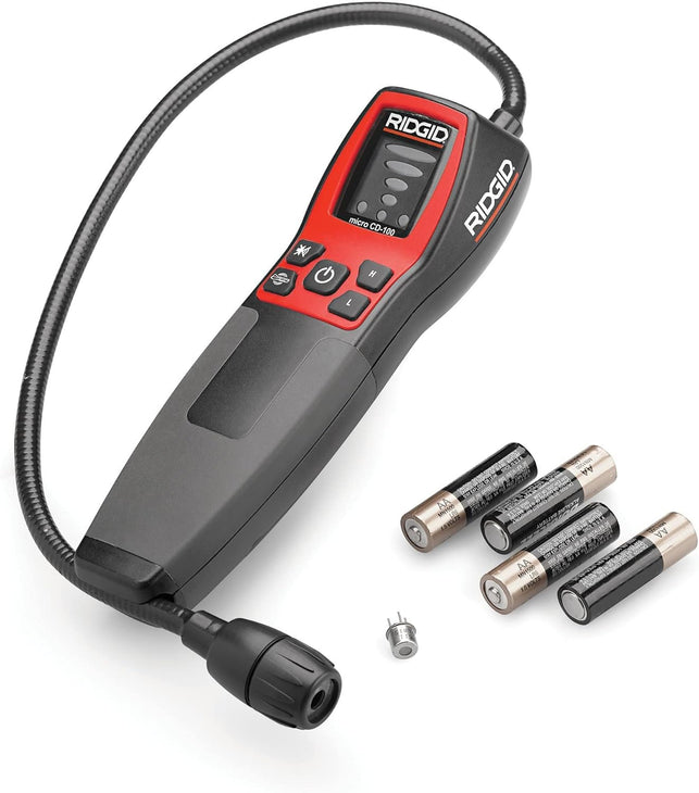 RIDGID 36163 CD-100 Micro Combustible Gas Handheld Diagnostic Detector with 16" Flexible Probe and Visual, Audible, and Vibration Alarms