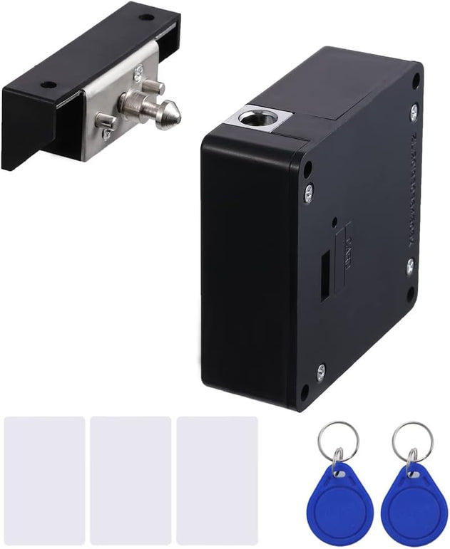 Homello RFID Electronic Cabinet Lock with USB Cable - Hidden DIY RFID Lock for Wooden Cabinet Drawer Locker Cupboard Gun Box with 5 Key Cards/Fobs