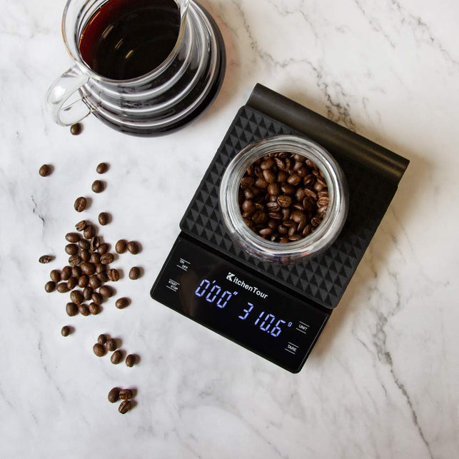 Kitchentour Coffee Scale with Timer 3Kg/0.1G High Precision Pour over Drip Espresso Scale with Back-Lit LCD Display (Batteries Included)