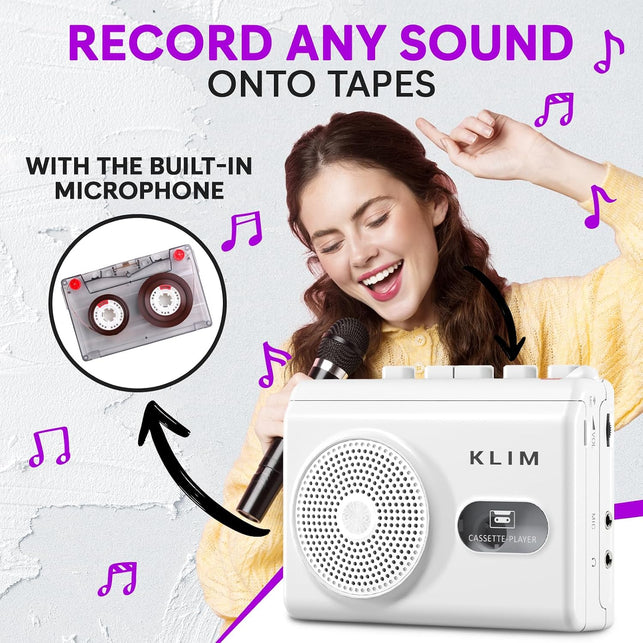 K9 Cassette Player, Portable Recorder with Built-In Speaker and Microphone