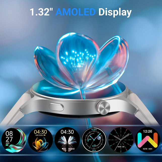 Aeac Smart Watch for Women Men,1.32" AMOLED Touchscreen Fitness Tracker,Make/Answer Calls, Activity Trackers with Heart Rate/Sleep/Spo2 Monitor,110+ Sport Modes Waterproof Fitness Watch