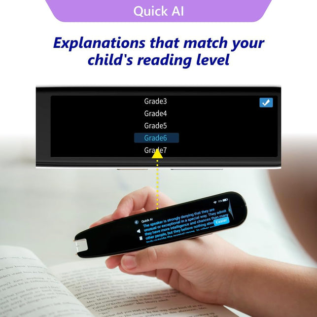 Worldpenscan AI Reader – Reading Pen with Built-In Dictionary & AI Reading Buddy for Kids | Grade-Level Reading Support | English, Spanish, Chinese | Text-To-Speech, Transcribe, Translation