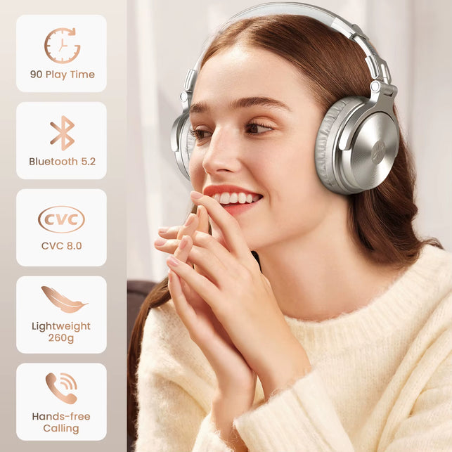 Oneodio Pro C over Ear Headsets Studio Dj Stereo Bluetooth5.2 Wireless Headphones for Android Iphone