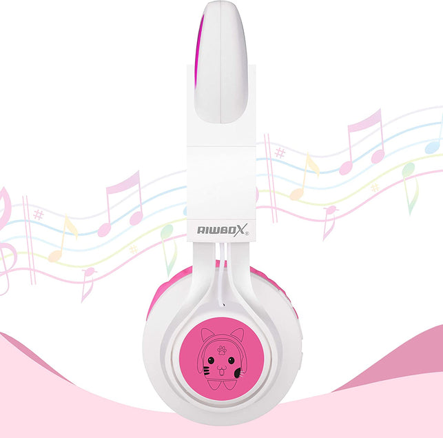 Riwbox CT-7 Cat Ear Bluetooth Headphones, LED Light up Bluetooth Wireless over Ear Headphones with Microphone and Volume Control for Travel/School/Smartphones/Laptop/Pc/Tv