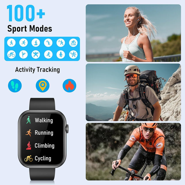 Smart Watch for Women Men(Make Calls & AI Voice), 2" HD Smartwatches with Heart Rate Spo2 Sleep & Cycle Tracking, 100+ Sports Modes Fitness Tracker, Fitness Watch for Ios Android Phones