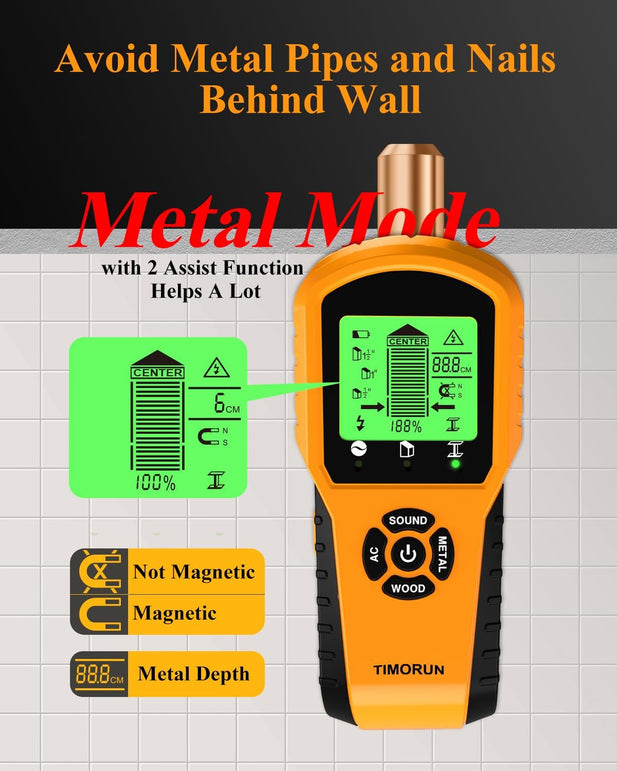 Stud Finder Wall Scanner, Upgraded 6 in 1 Wall Stud Finder Scanner Tool for Detecting Drywall Stud Center Beam Wood Metal AC Wires with Magnetic Sensor, Gifts for Men Hanging Frame/Mirror/Tv Mount