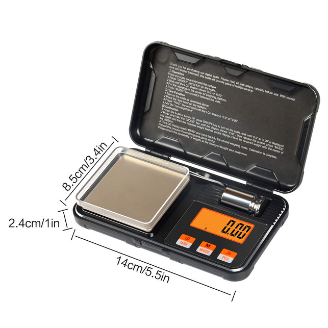 Digital Scale, Lan Sheng 200G X 0.01G Gram Scale with Pocket Size, 50G Calibration Weight,6 Units Conversion, LCD Back-Lit Display, Use for Jewelry/Gold/Food/Powder/Spice(Battery Included)